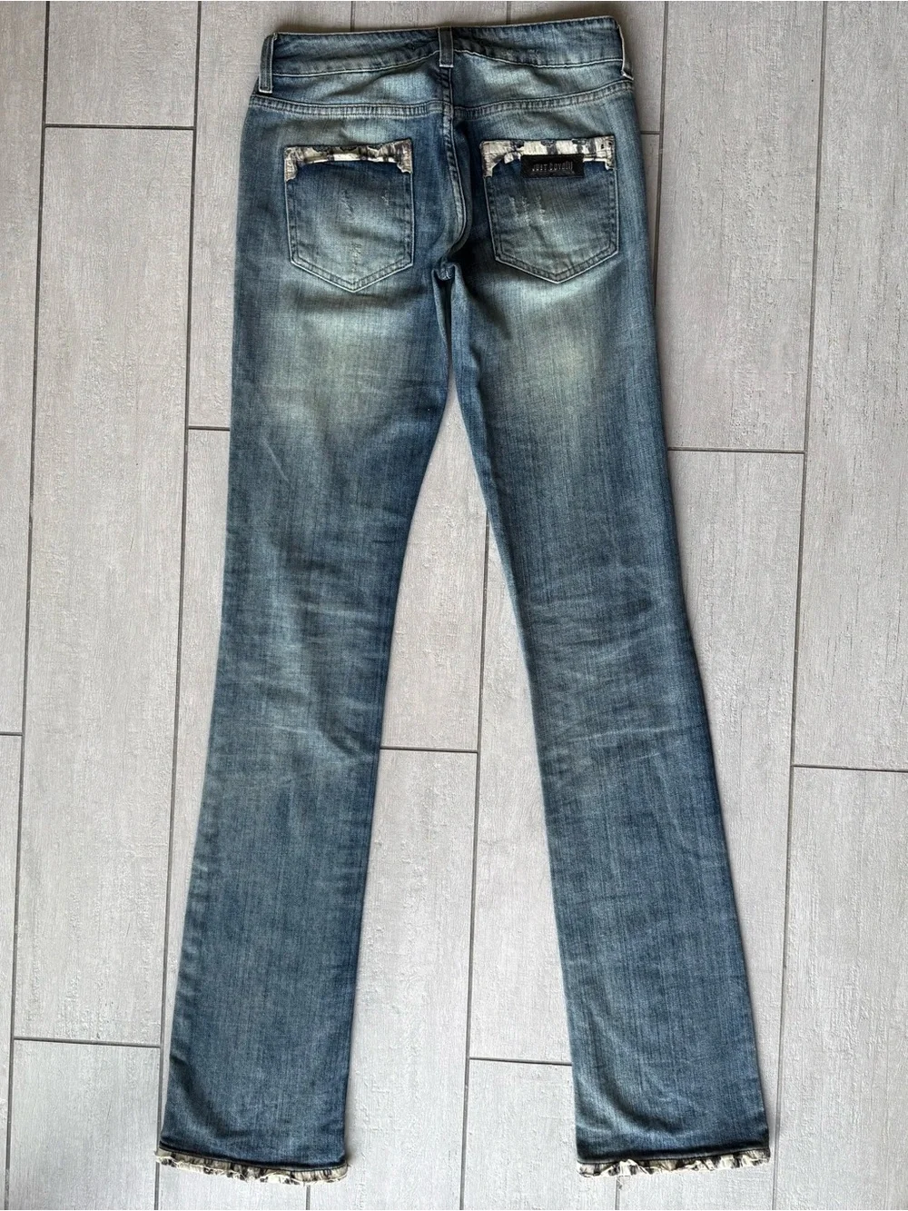 Just Cavalli Womens Lace Trim Straight Fit Jeans 26/40 Light Wash Denim Italy